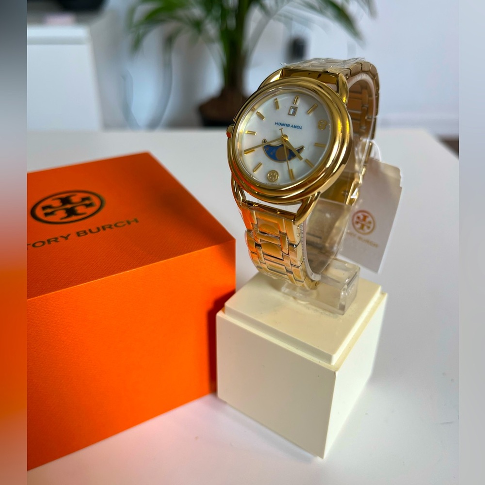 New Tory Burch Gold Tone MILLER MOON WATCH